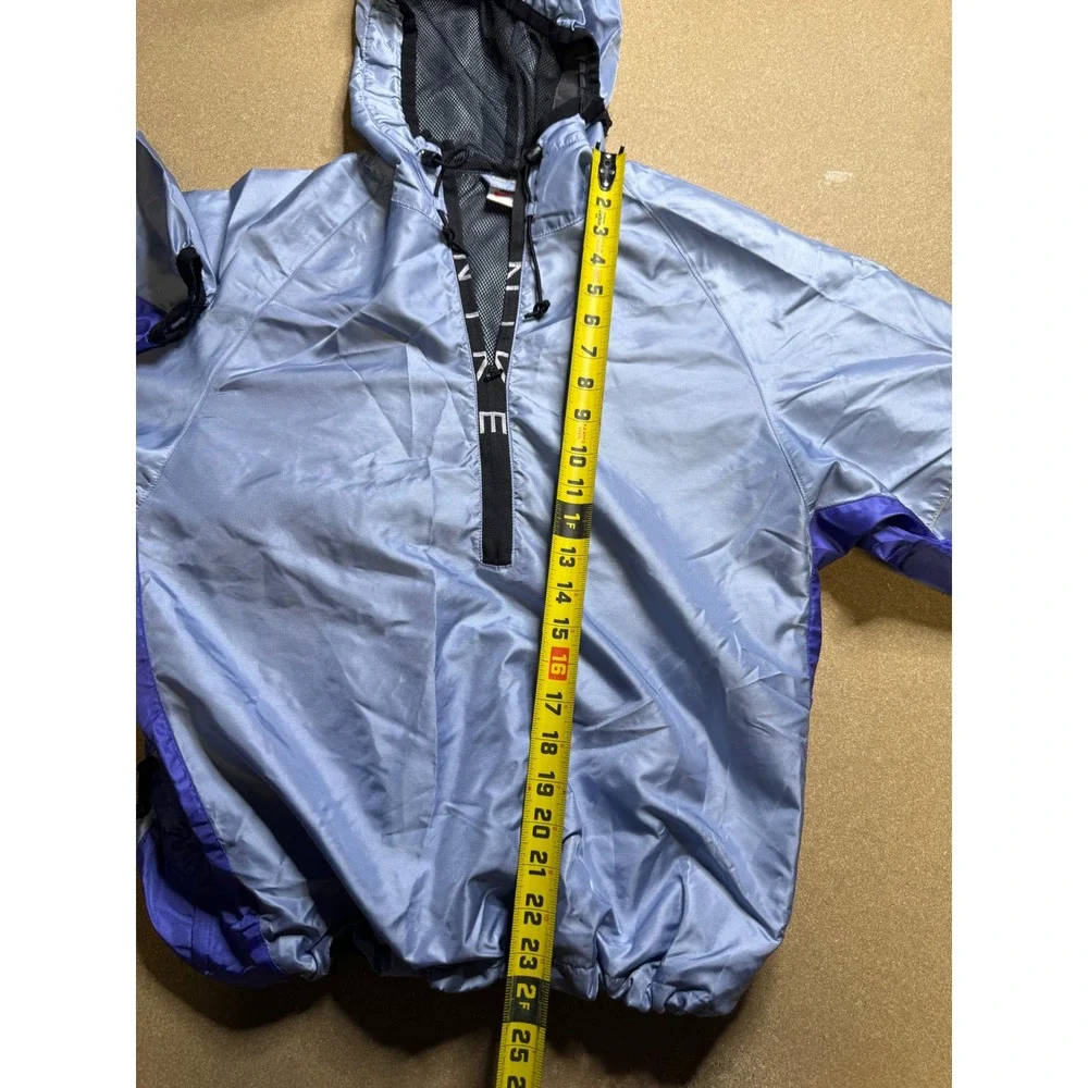 Nike Women's Pullover Windbreaker Jacket Hooded Blue Purple Trim Medium vtg‎